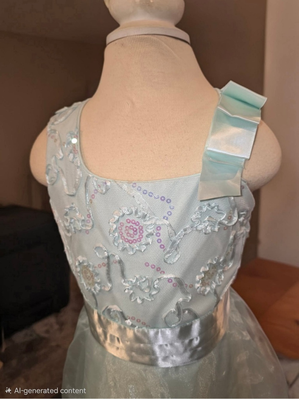 Light Blue Sequin Embellished Girls' Party Dress